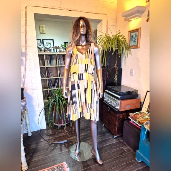 Maeve Striped Yellow and Black Dress - Picture 1 of 7